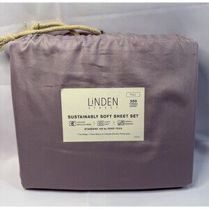 Linden Street Full Size Sheet Set Sterling Mauve SOFT 300 TC Flat Fitted *T11